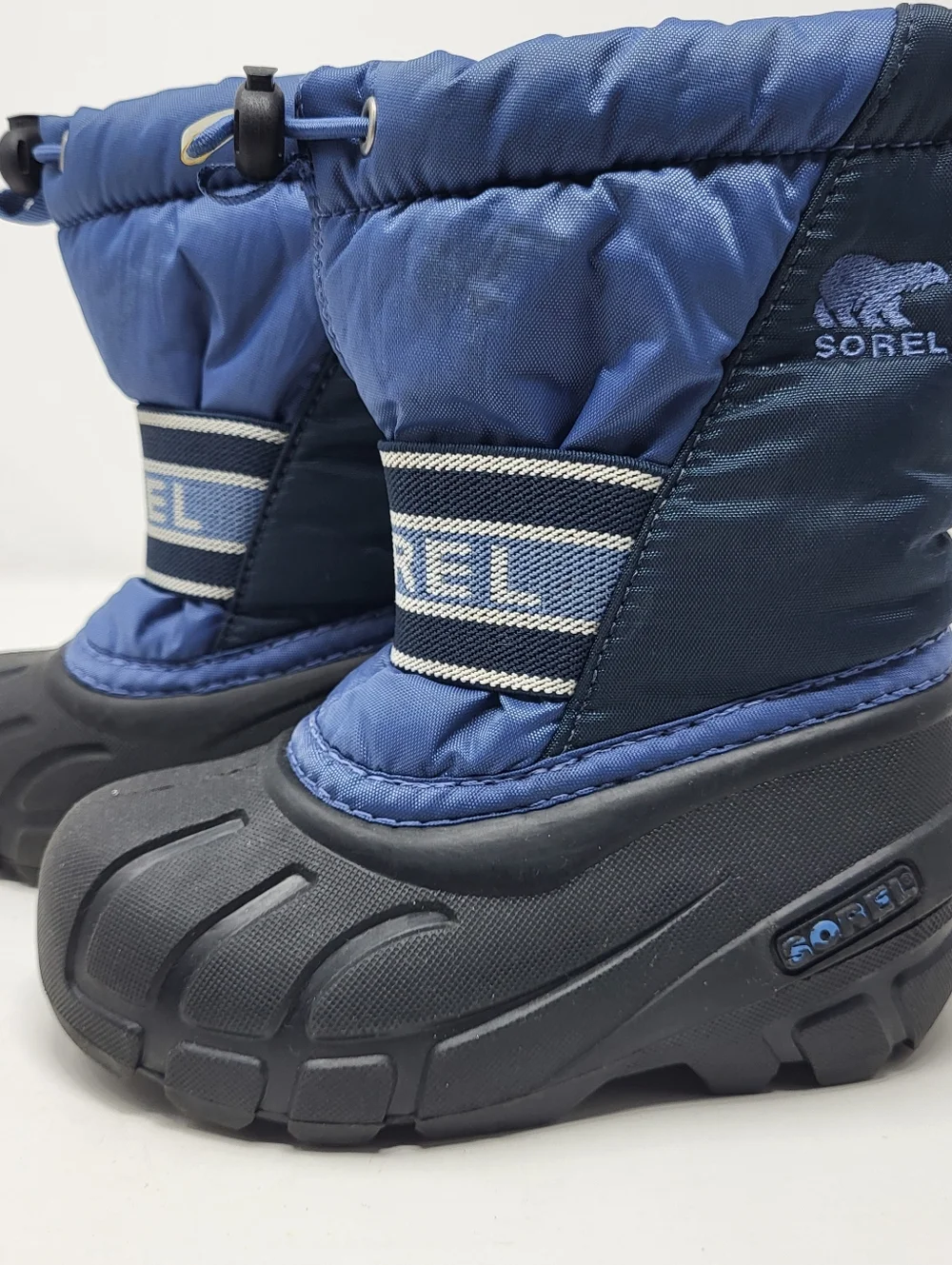 SOREL Cub Snow Boot Blue Black Warm Lining Pull On Unisex Size 9